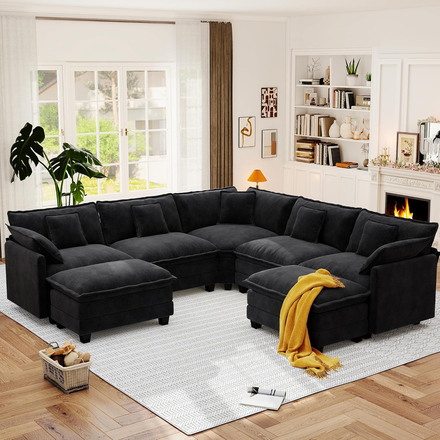 113.8″ Modular Sectional Sofa,Cloud Couch for Living