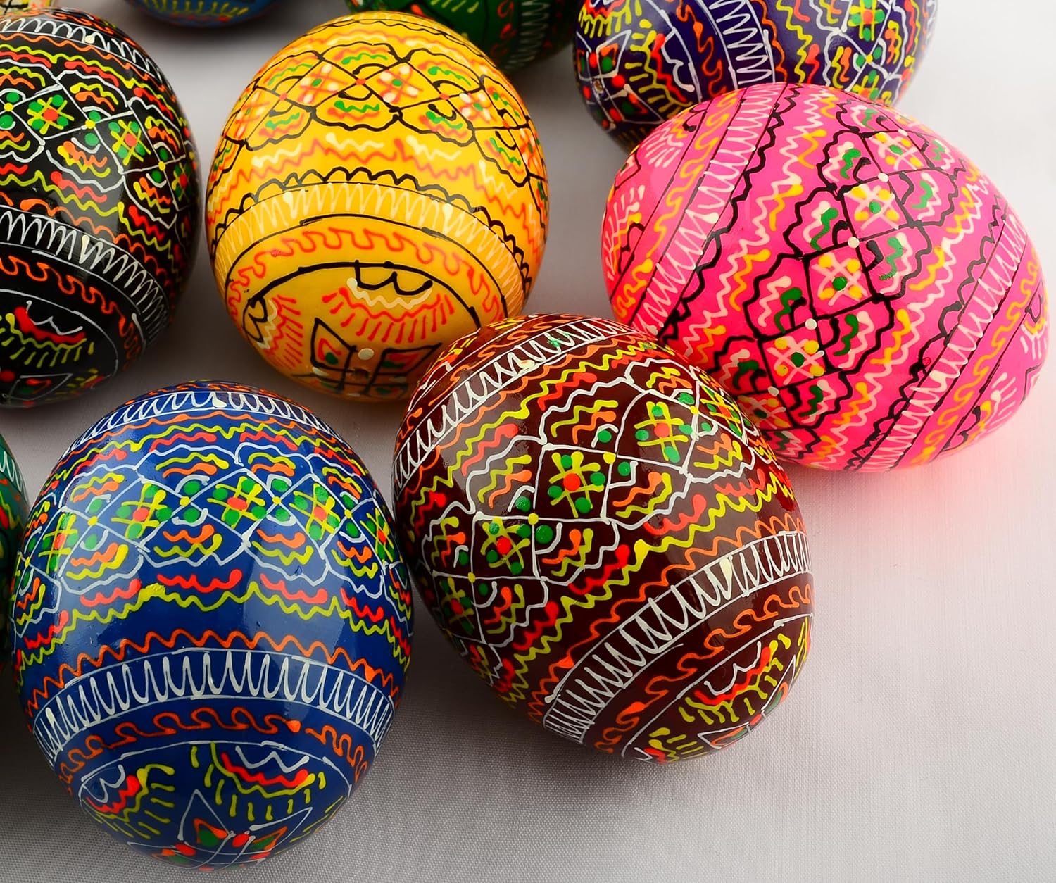 Easter Painted Eggs Wooden Ukrainian Pysanky Pysanka. Polish Pisanki. Czech Kraslice. Set of 12
