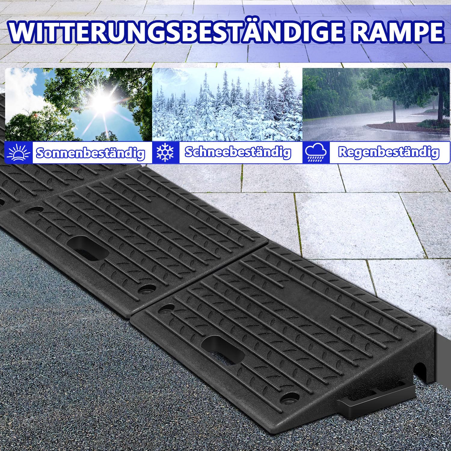 Rampa de goma para bordillos, 8 unidades, 10 cm, rampa portátil con asa | Rampa portátil de goma para bordillos de 49 × 31 × 10 cm, para silla de ruedas, garaje, entrada y umbrales de puerta