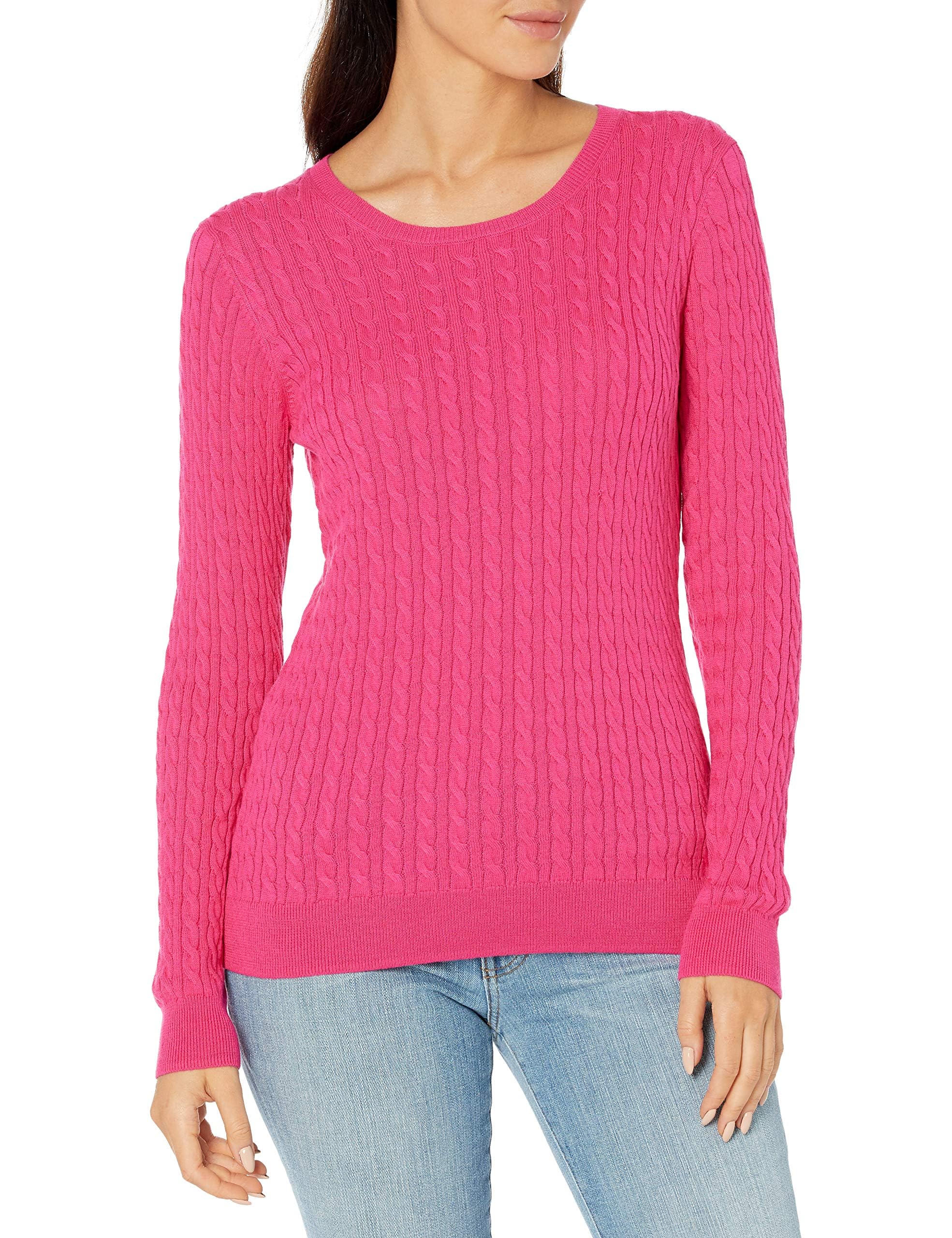 Amazon Essentials Damen Leichter Langarm-Pullover Mit Rundhalsausschnitt Mit Zopfmuster (Erhältlich In Übergröße)