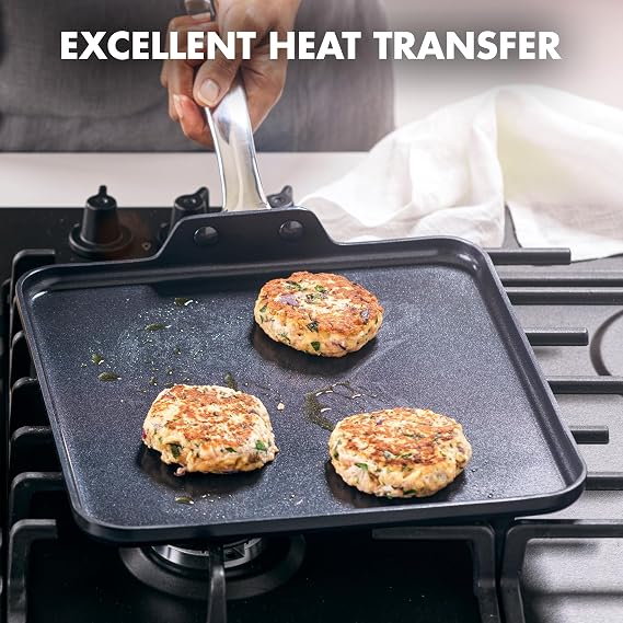 GreenPan Chatham Black Prime Midnight Hard Anodized Healthy Ceramic Nonstick, 11 Griddle Pan, PFAS-Free, Dishwasher Safe, Oven Safe, Black