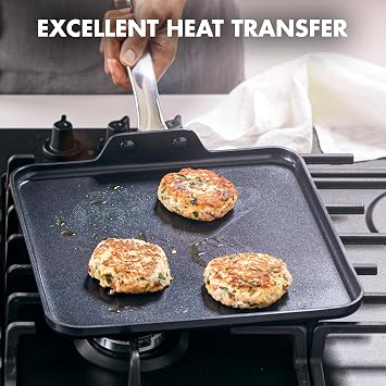 GreenPan Chatham Black Prime Midnight Hard Anodized Healthy Ceramic Nonstick, 11 Griddle Pan, PFAS-Free, Dishwasher Safe, Oven Safe, Black
