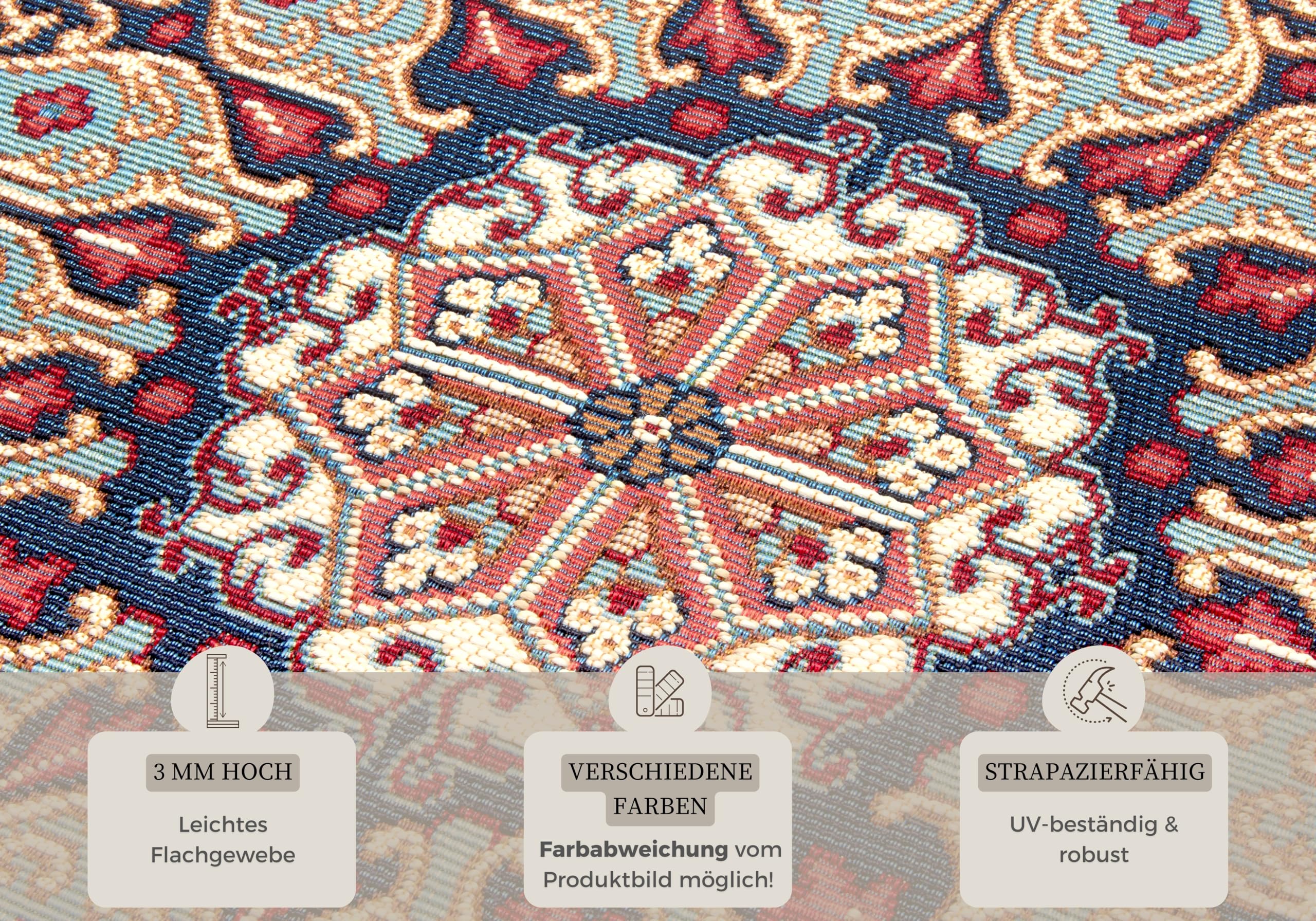 Hanse Home Kadi Alfombra oriental para interior y exterior, tejido plano oriental, diseño clásico, certificado Öko-Tex resistente a la intemperie y a los rayos UV, para balcón, terraza, jardín, rojo y