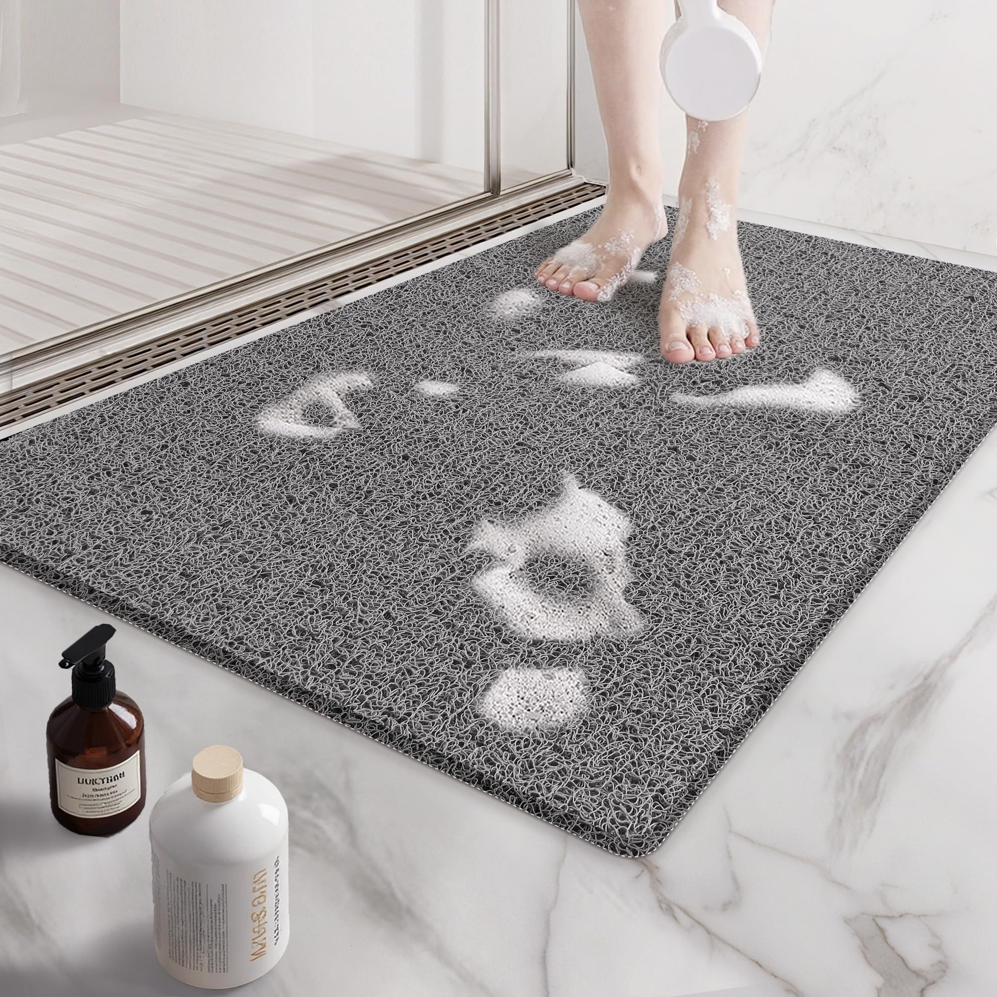 Tapetes de ducha antideslizantes para ducha interior, 20 x 32 pulgadas, tapetes antideslizantes para bañera, tapetes de baño de lufa para ducha, tapetes de ducha de secado rápido para zonas húmedas