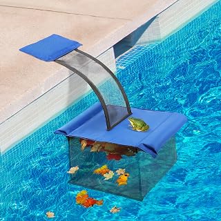 2 IN 1 Pool Leaf Catcher with Animal Saving Escape Ramp, Floating Leaf Net Skimmer Cleaner for Pool Surface Cleaning, Pool Critter Escape Ramp Accessories Above Ground Pool Leaf Skimmer(Classic Style)