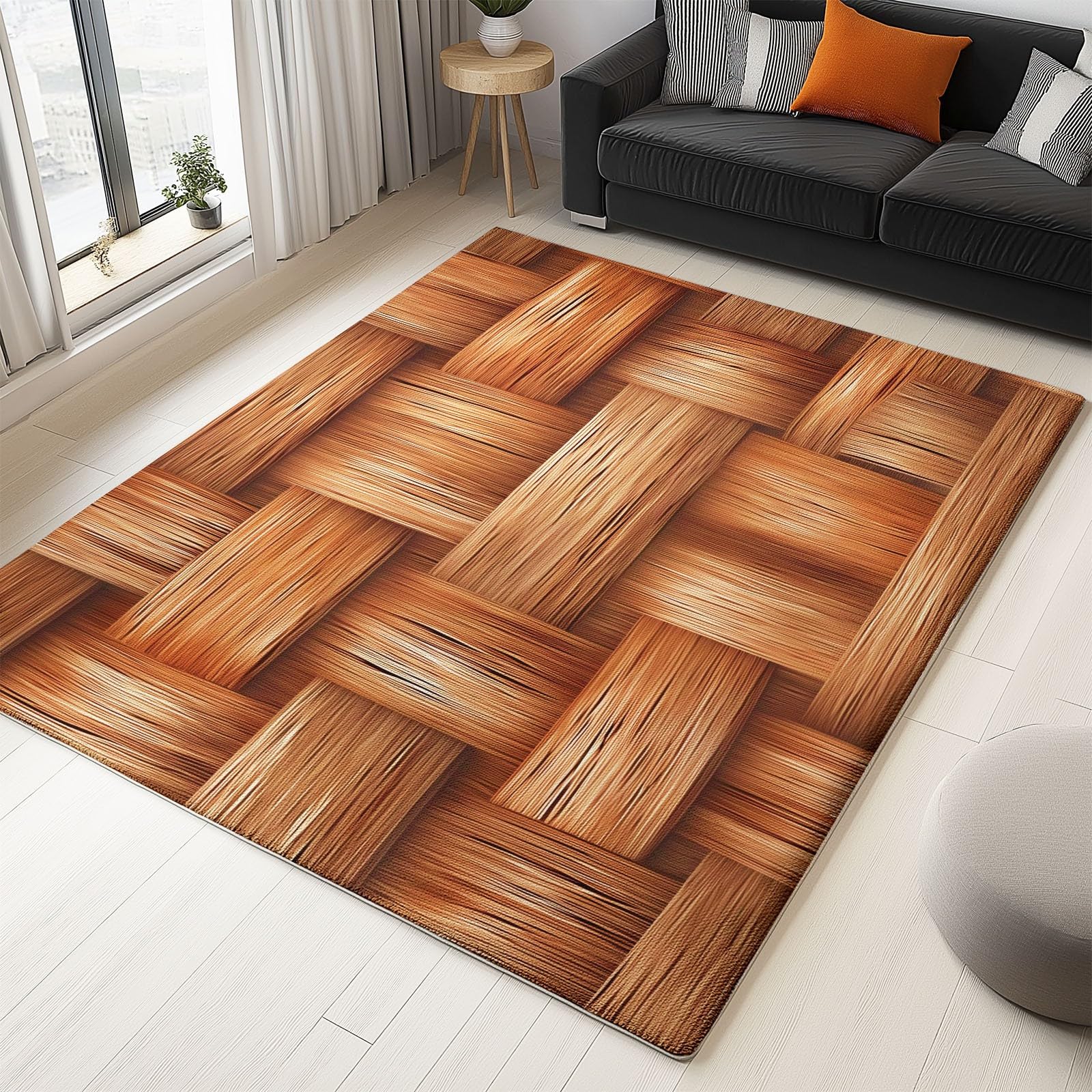 Tapis salon marron clair lavable pour sublimer votre salle à manger et bureau