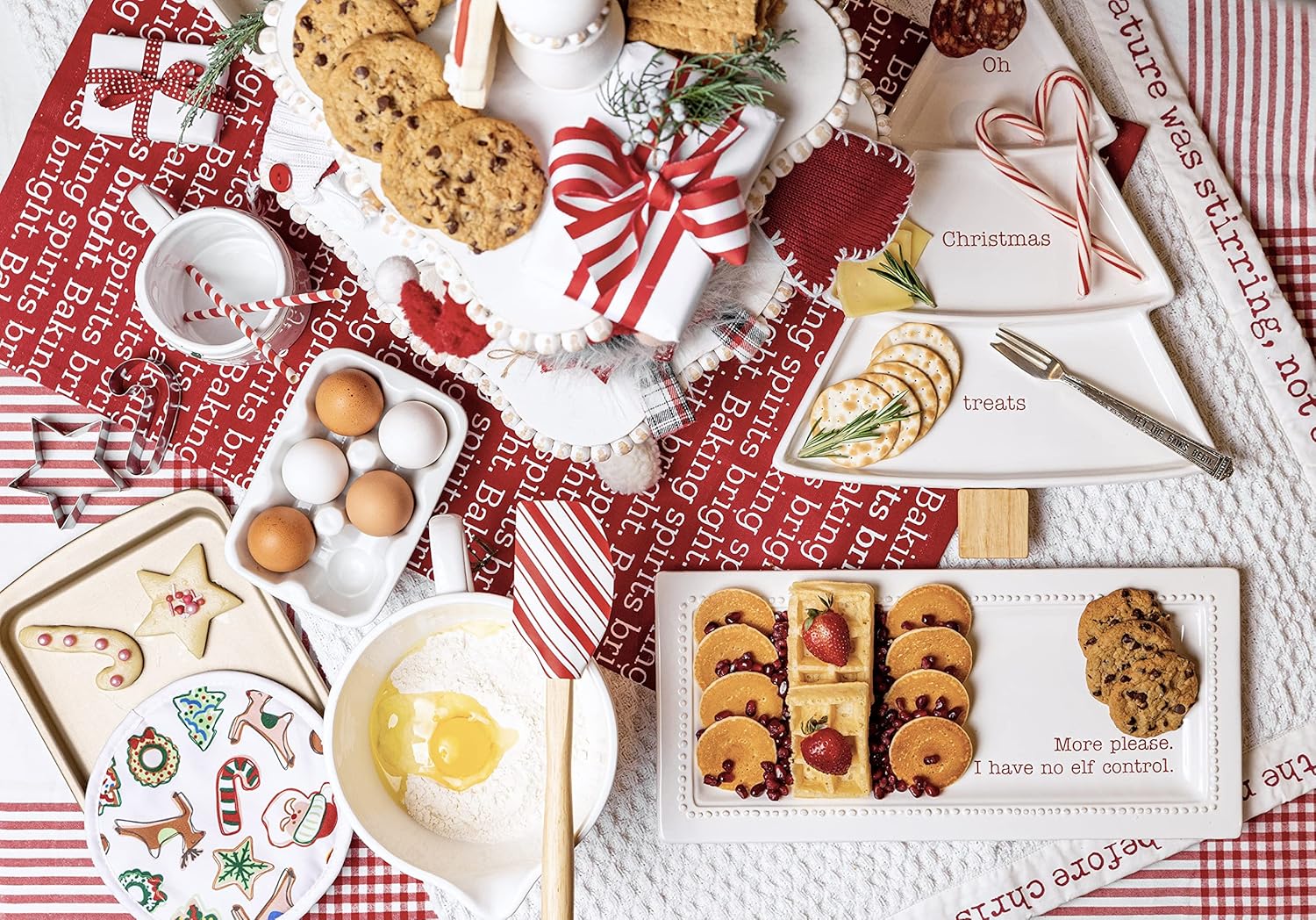 Mud Pie Circa Tree Triple Server Set, White, 15.75" x 11.5"