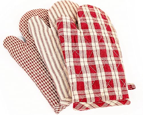 Miniatura 3 de Juego de 3 manoplas de horno  Manoplas de cocina de 6.5 x 11 pulgadas, color rojo burdeos
