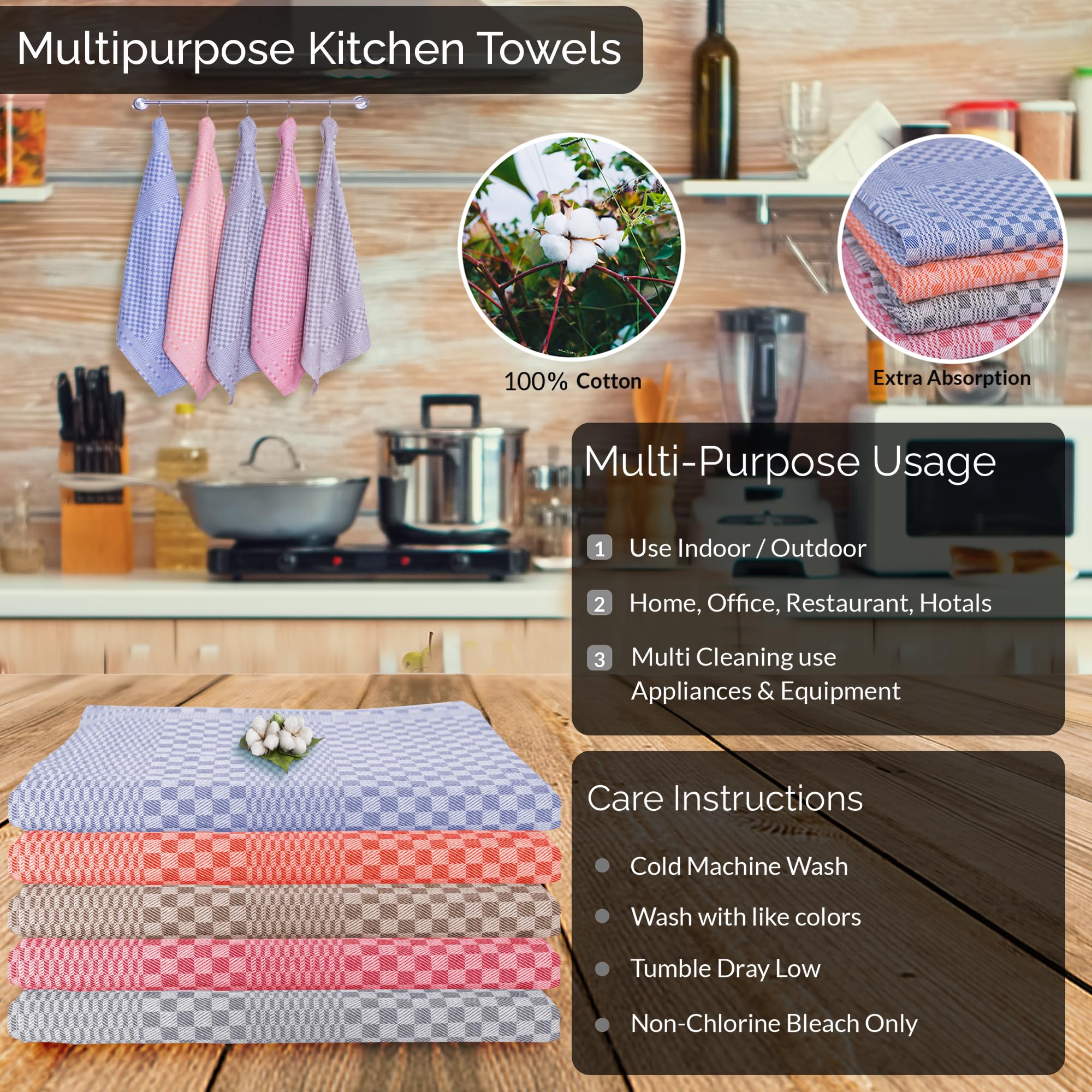 LEFUNDA® Zestaw 10 ściereczek do naczyń – 100% bawełna ręczniki kuchenne, 220 GSM, miękkie, super chłonne ręczniki do naczyń, pełna nitka, 50 x 70 cm (brązowe, 10)