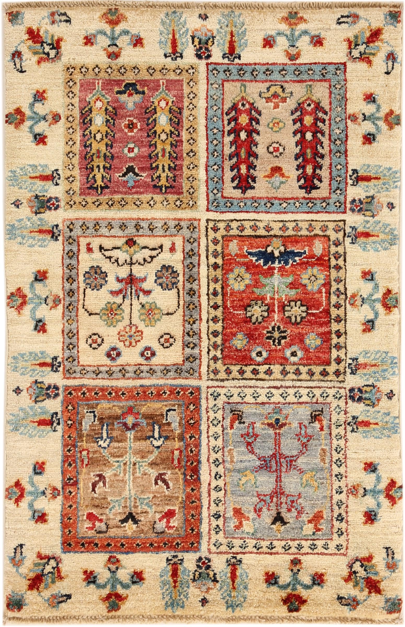 Tapis Farahan Ziegler noué main, petit tapis de laine authentique 56x90