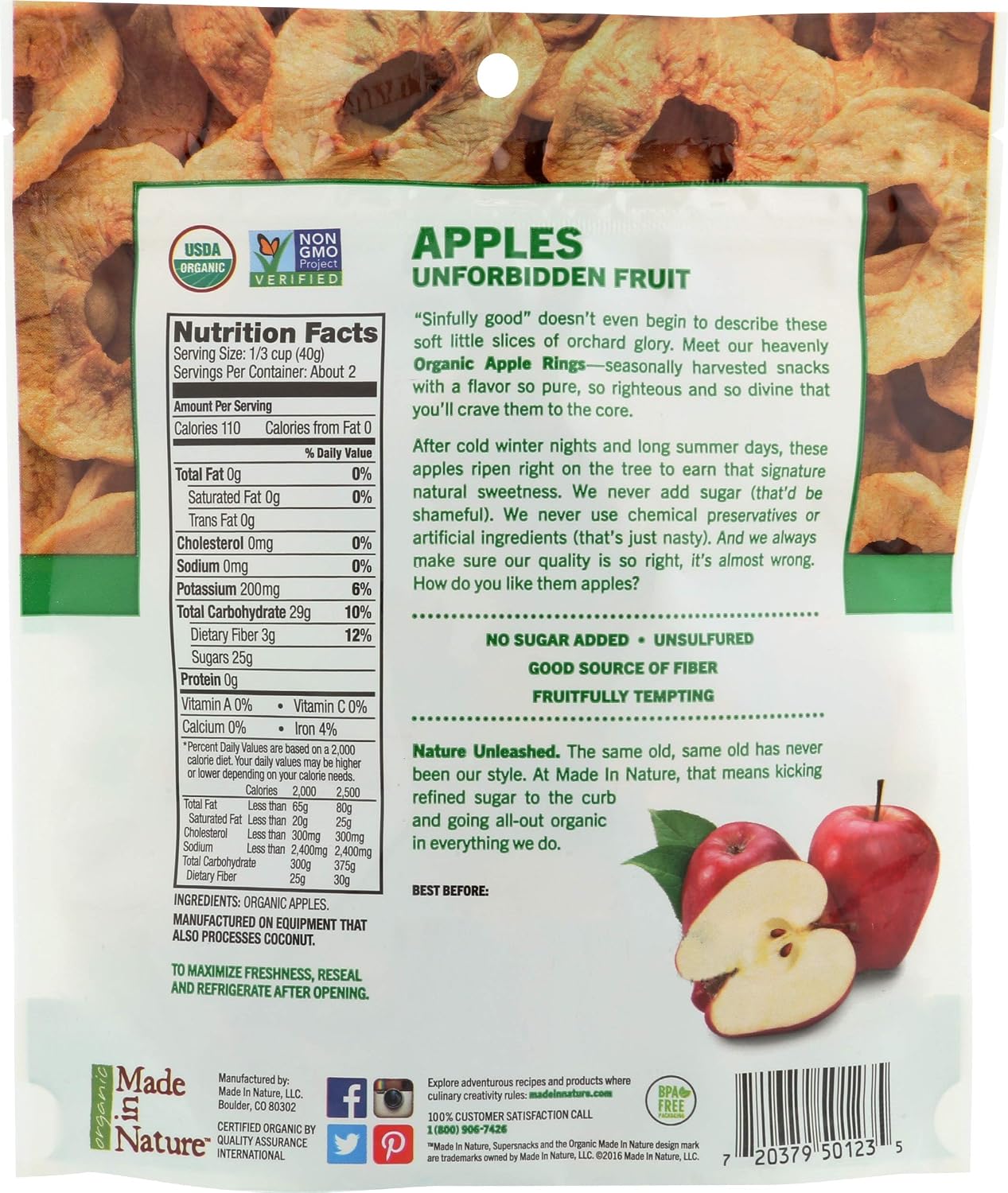 Made In Nature Organic Apples, 3 Oz