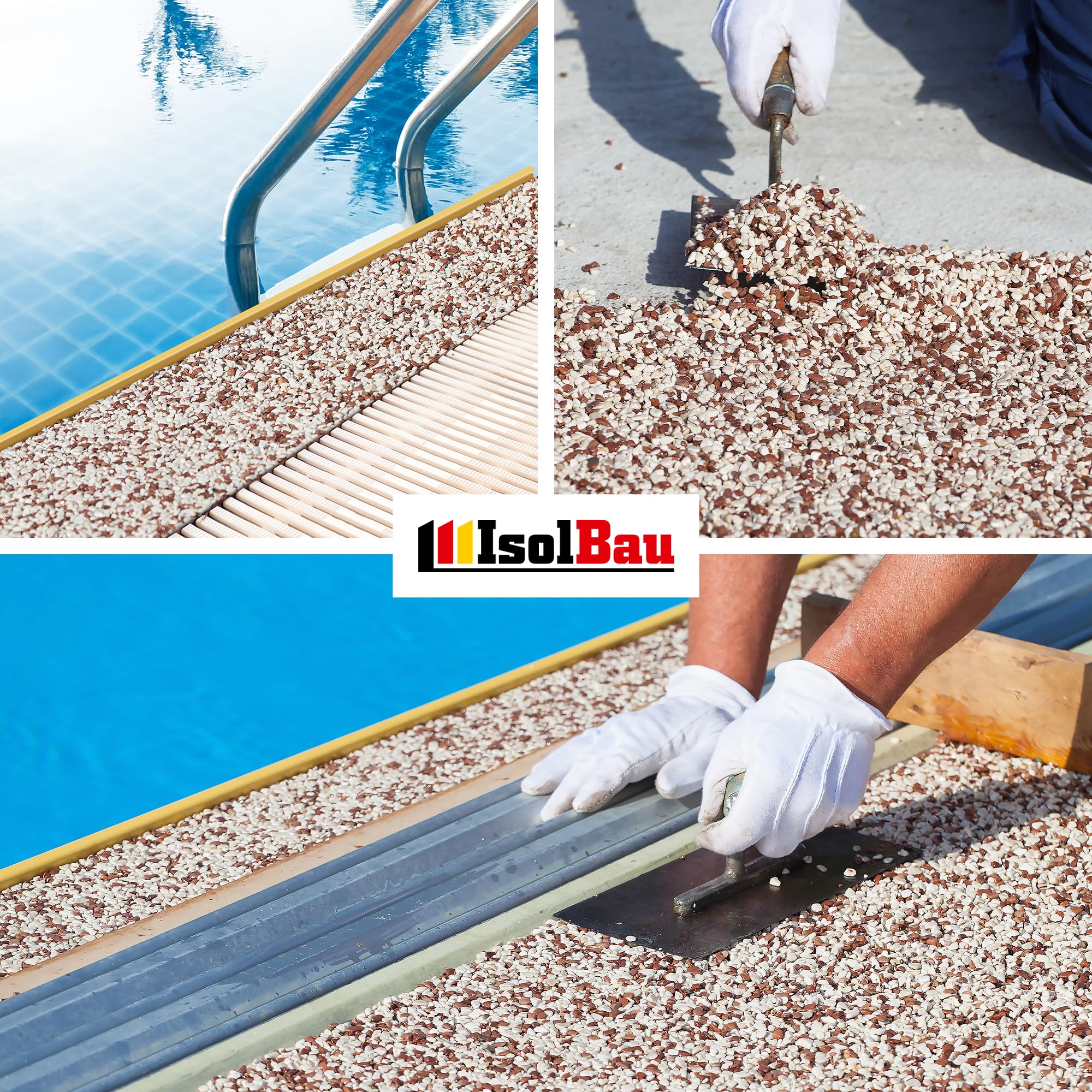 Isolbau - 1 K PU-Bindemittel für Steinteppich - 0,75 kg - Transparent - Hervorragende Haftung & Elastizität - Gebrauchsfertig - für Innen- und Außenbereich - Treppen, Balkonen, Garten, Wegen