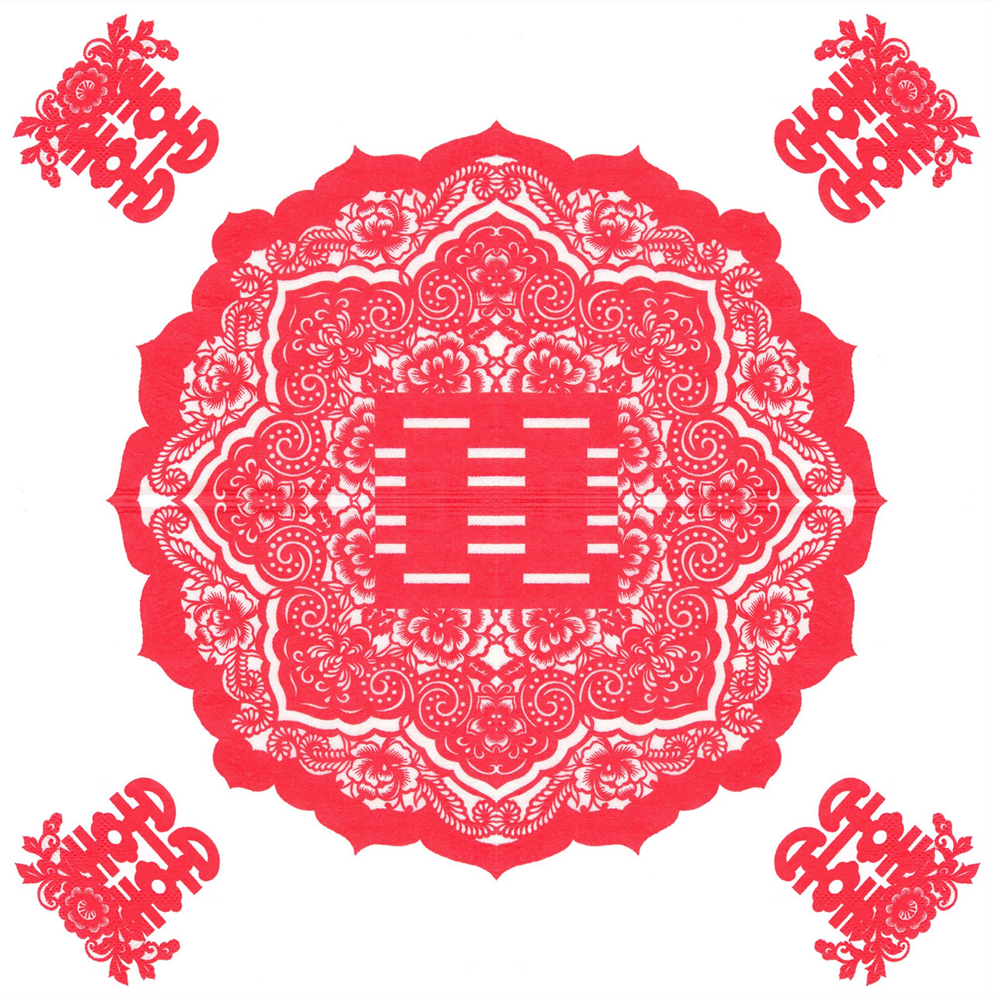 20 X Chinese Oriental Paper NAPKINS TISSUES (Double Happiness Paper Cutting)