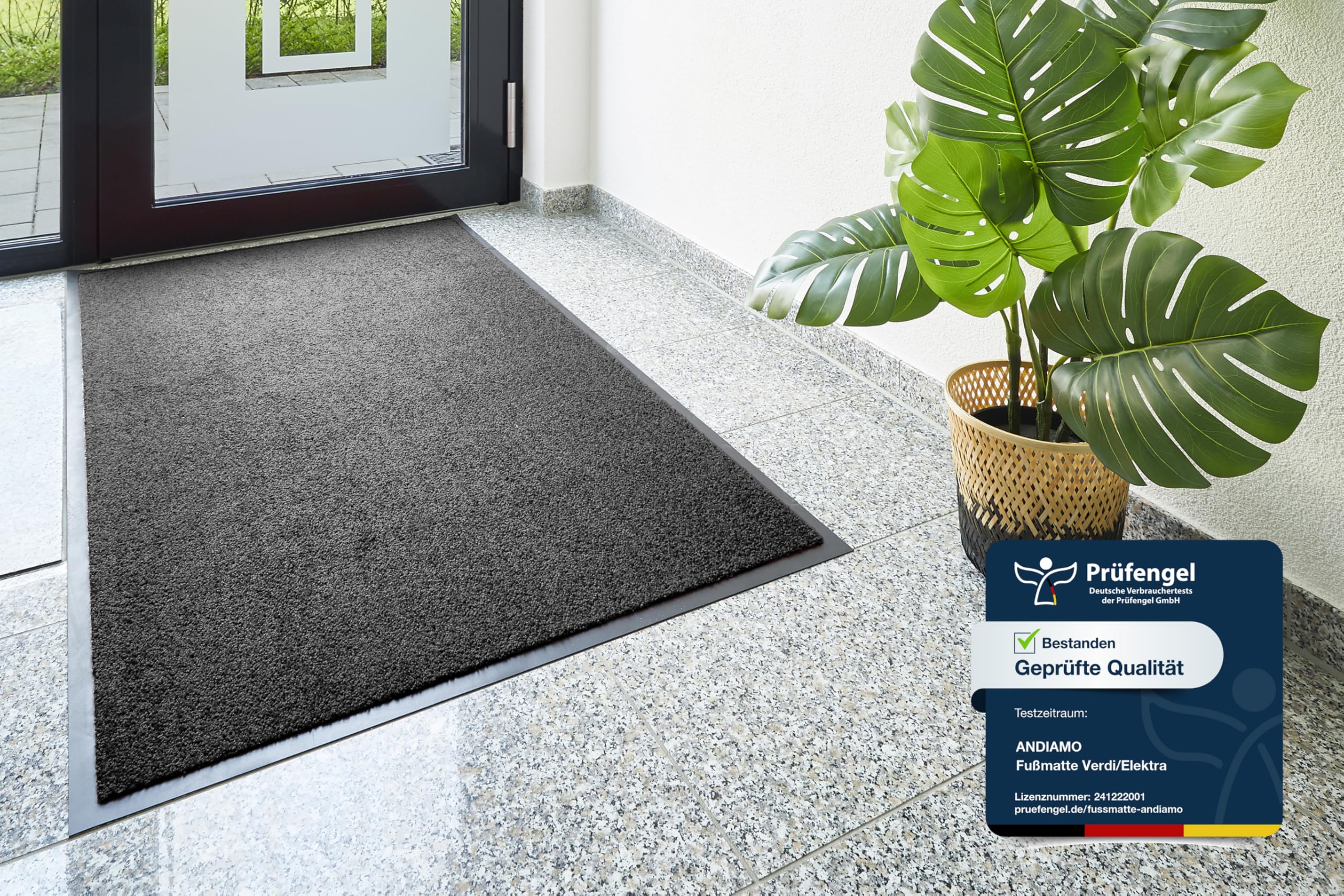 andiamo Felpudo Verdi – Felpudo para la Entrada de la casa – Ideal como Felpudo Interior o como Felpudo en Exteriores Cubiertos – Felpudo para Puerta de casa 90 x 150 cm, Color Negro 2