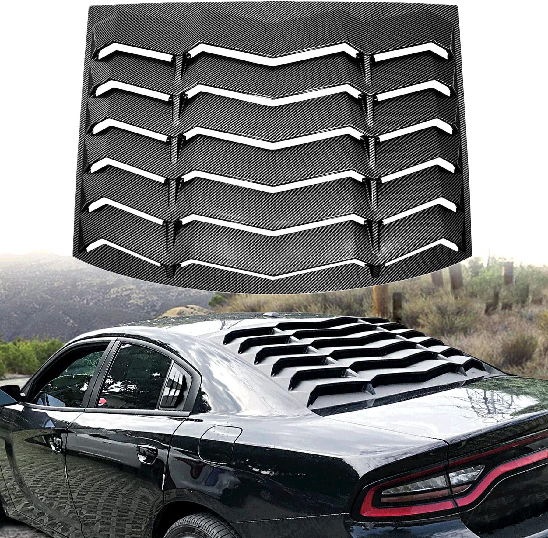 Rear Window Louver Cover (Carbon Fiber Print)
