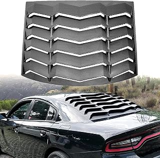 LE-JX Carbon Fiber Print Rear Window Louver Cover, Lambo Style Custom Fit All Weather ABS Compatible with 2011-2021 Dodge Charger SXT/GT/RT/RT Scat Pack/Scat Pack Widebody/SRT Hellcat Widebody