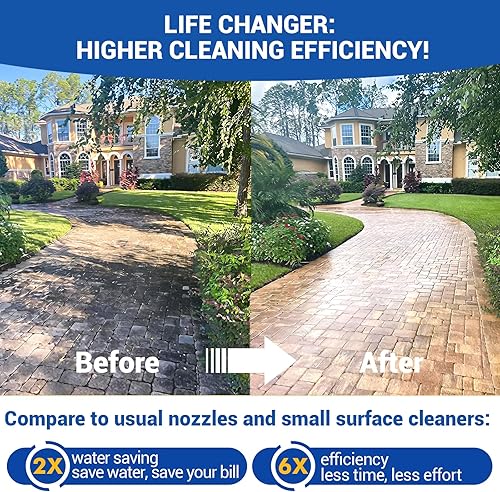 Miniatura 3 de MEKOH Limpiador de superficie de hidrolavadora de 18 pulgadas, 4500 PSI, 4 ruedas de acero inoxidable, accesorio para limpieza de concreto de