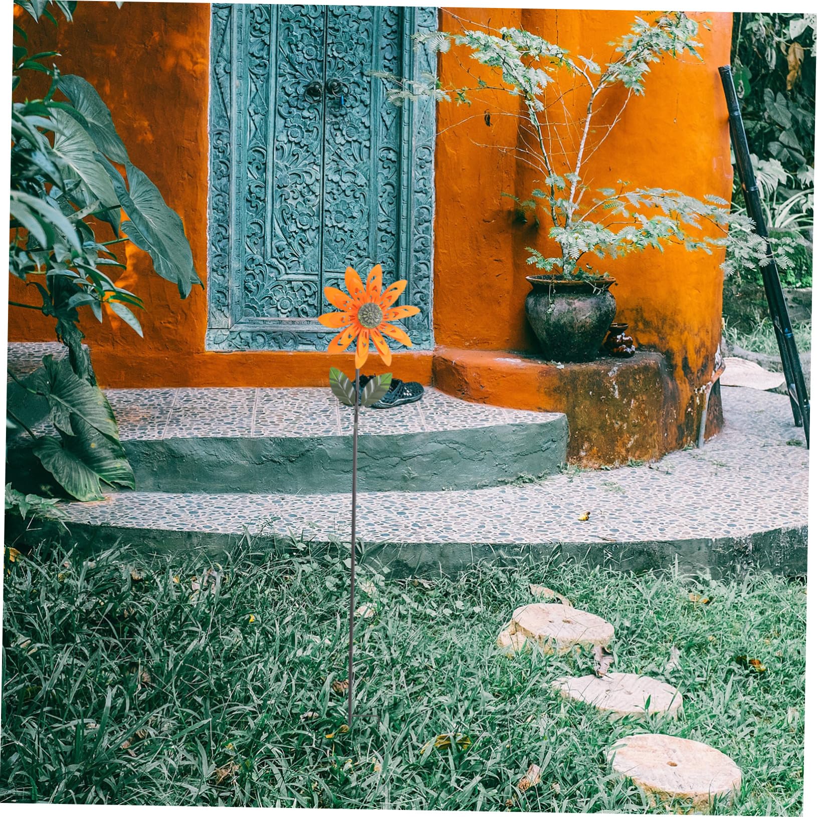 POPETPOP Molino De Viento Giratorio De Flores Molino De Viento Artesanal para Jardín Decoración De Molinete Giratorio para Patio