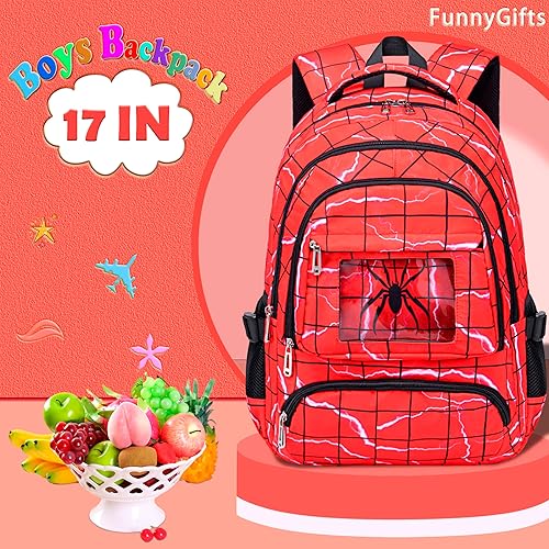 Miniatura 5 de FunnyGifts Mochilas para niños con lonchera para niños, mochila escolar con bolsa de almuerzo para primaria jardín de infantes y preescolar, mochila