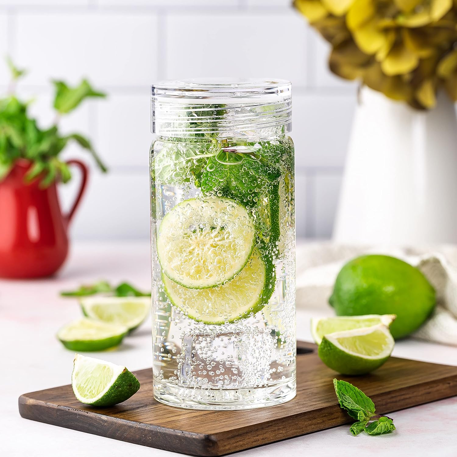 Glass Water Bottles - 4 Pack Wide Mouth Juice Bottles with Clear Lids for Juicing, Smoothies, Fruit Water, Teas, Beverage Storage - 10oz, Leakproof, Reusable, Borosilicate - Image 8