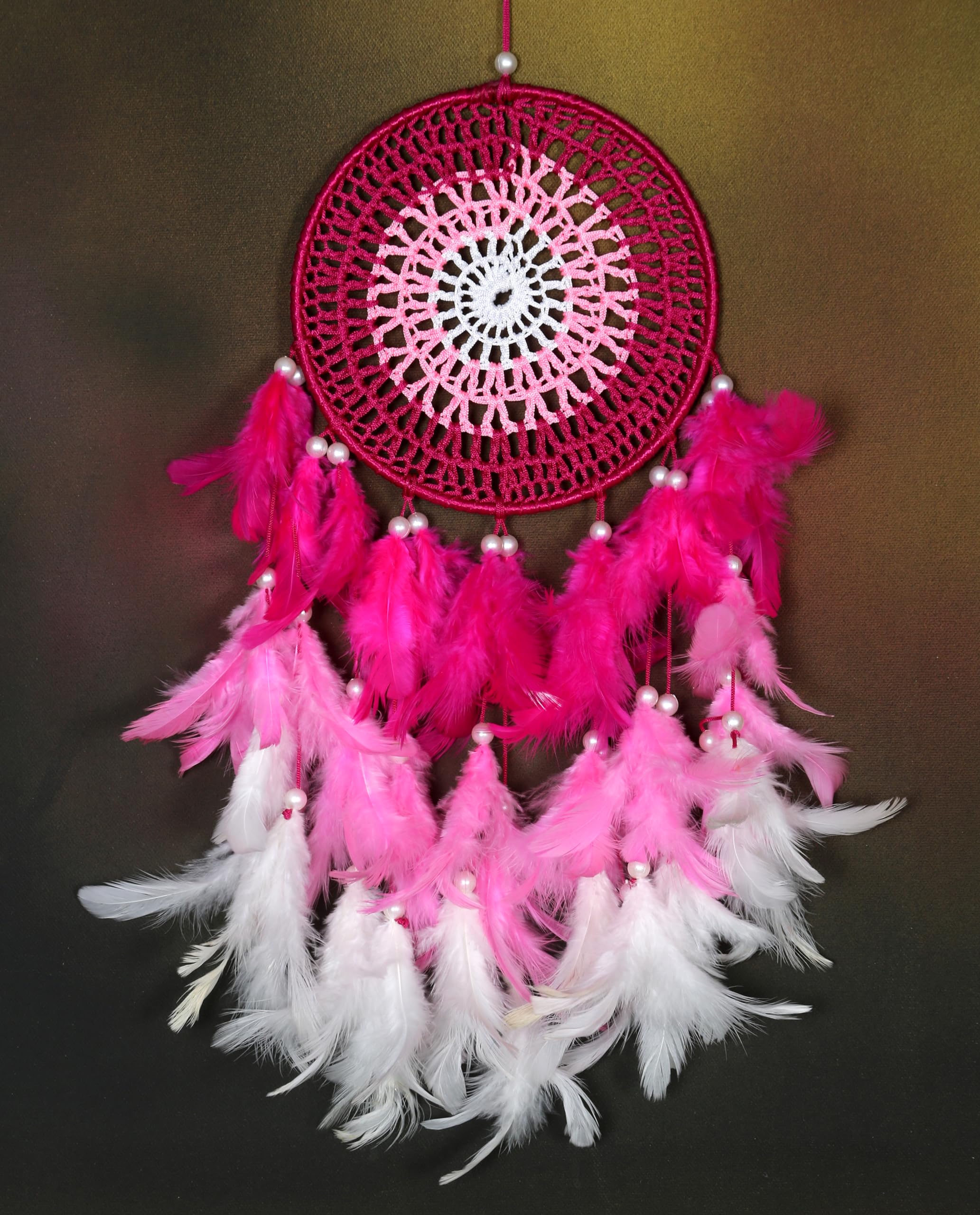 ANEMONE MART® Ream Catcher Handmade Wall Hanging Home Decor Beads Tree Design Multilayer Feather, Wood Dream Catcher-image-32