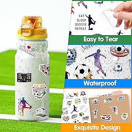 LINAYE 24 Sheets Soccer Stickers 1160 PCS Waterproof Self Adhesive Soccer Party Favors Supplies Team Rewards Gifts for Kids Adults
