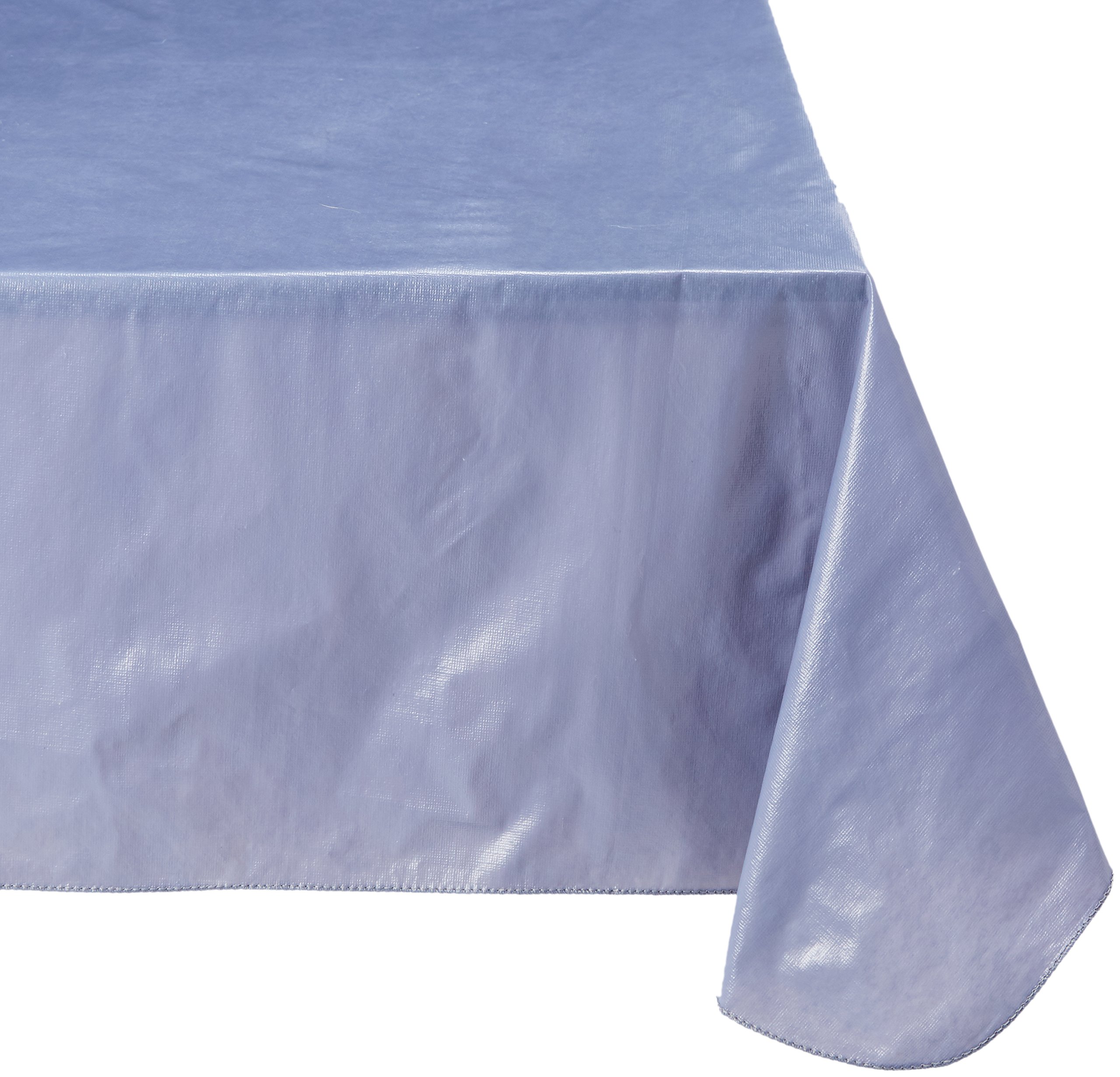 Carnation Home Fashions Vinyl Tablecloth with Polyester Flannel Backing, 52, 90-Inch, Slate