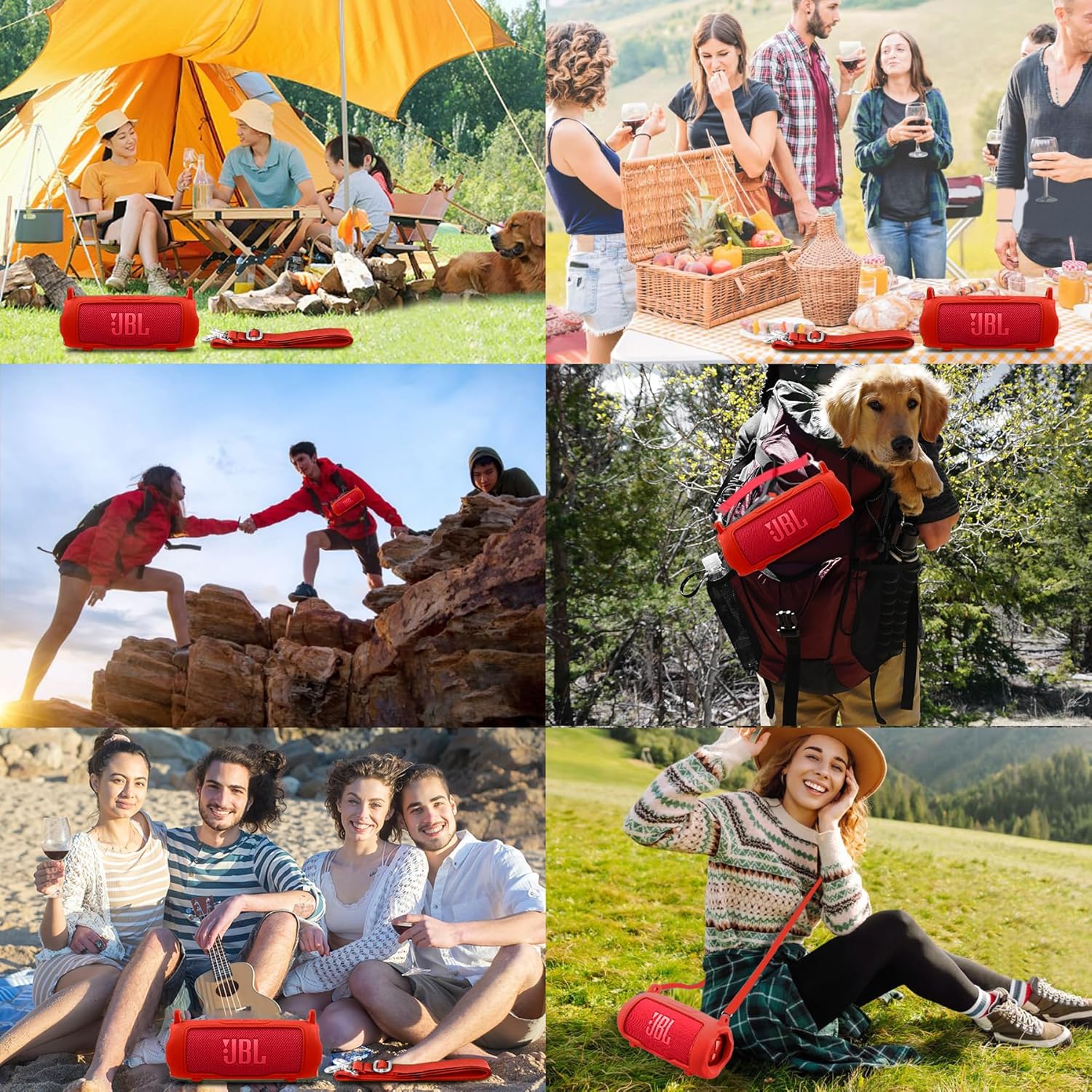 co2CREA Silicone Case for JBL Flip 7 Portable Waterproof Speaker, Portable Travel Soft Cover with Shoulder Strap, Protective Skin Case (Red Case Only) - Image 9