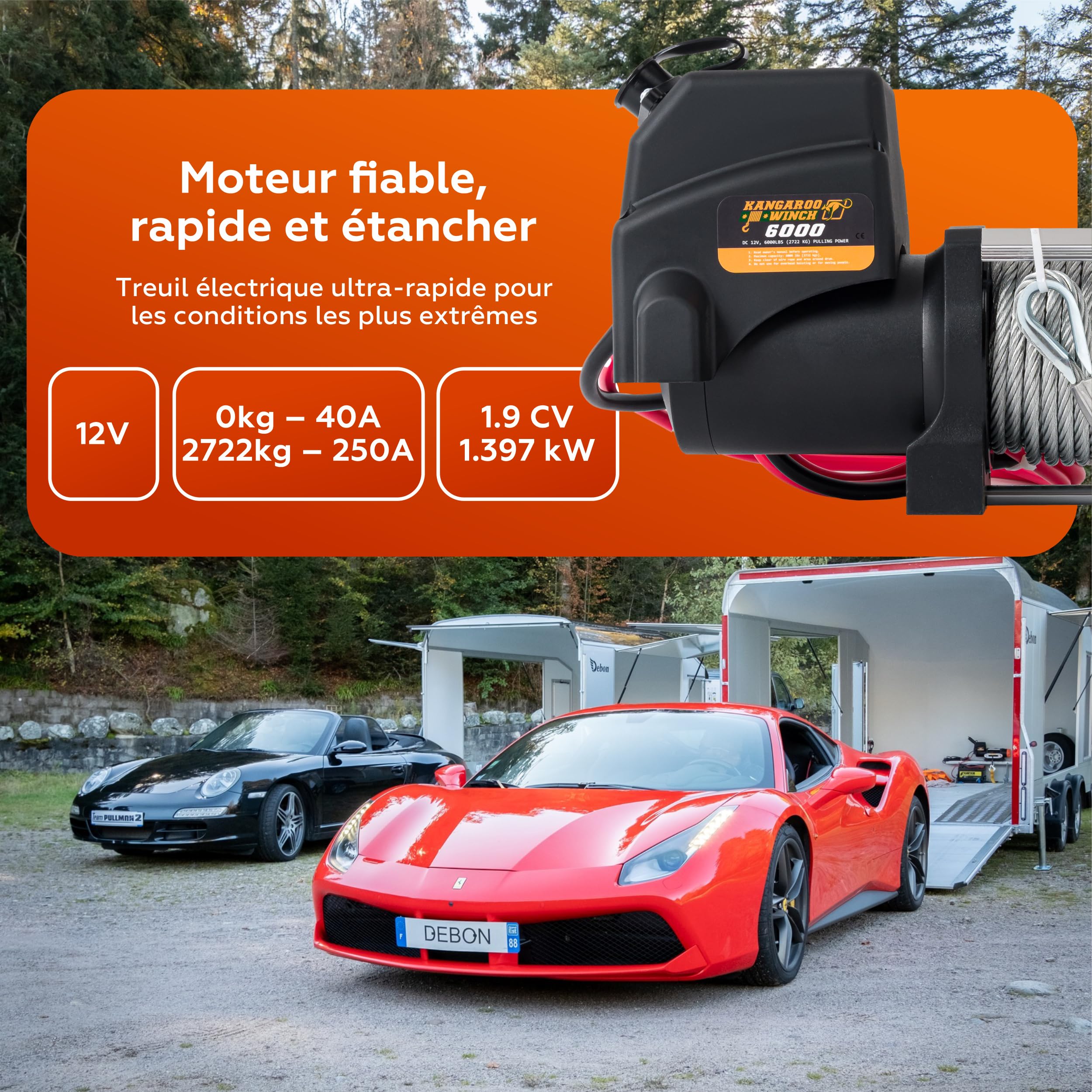 Treuil Electrique 12v Universel 6000 lbs / 2722 kg | Puissant et Compact avec Câble Acier et Télécommande - Construction Fiable pour Voiture, Quad et Défis Offroad (K6000)