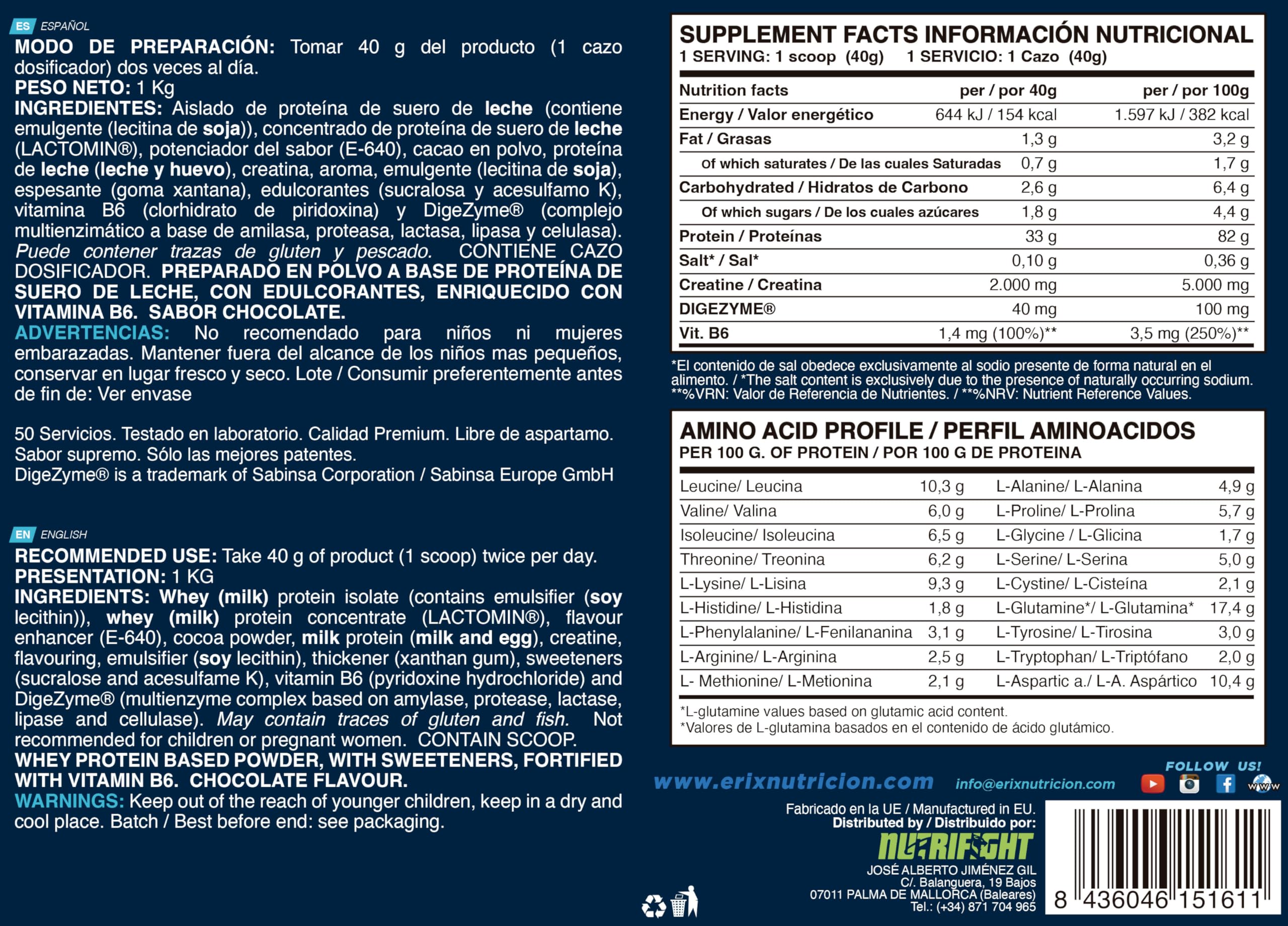 ERIX Nutrición Pack ISO Advanced Plus 2kg+ Creatina Monohidrato 500g+ Shaker Blanco, Proteína Aislada Isolate para Recuperación y Crecimiento Muscular, Musculación (Chocolate)
