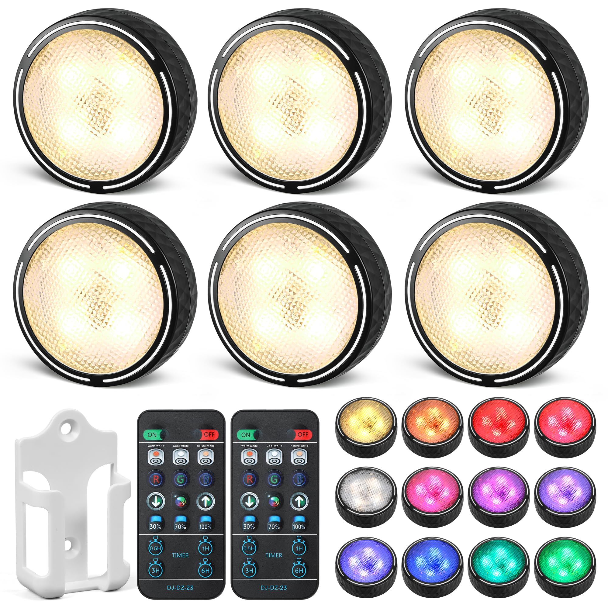 EZSION Puck Lights with Remote 6-Pack