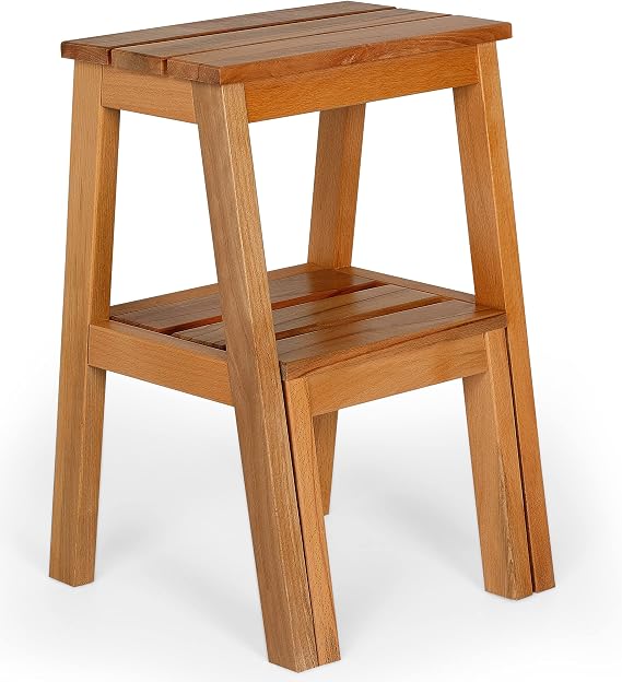 Refilya Solid Wood Folding Stair Stool Natural Beech Tree