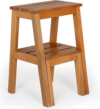 Refilya Solid Wood Folding Stair Stool Natural Beech Tree