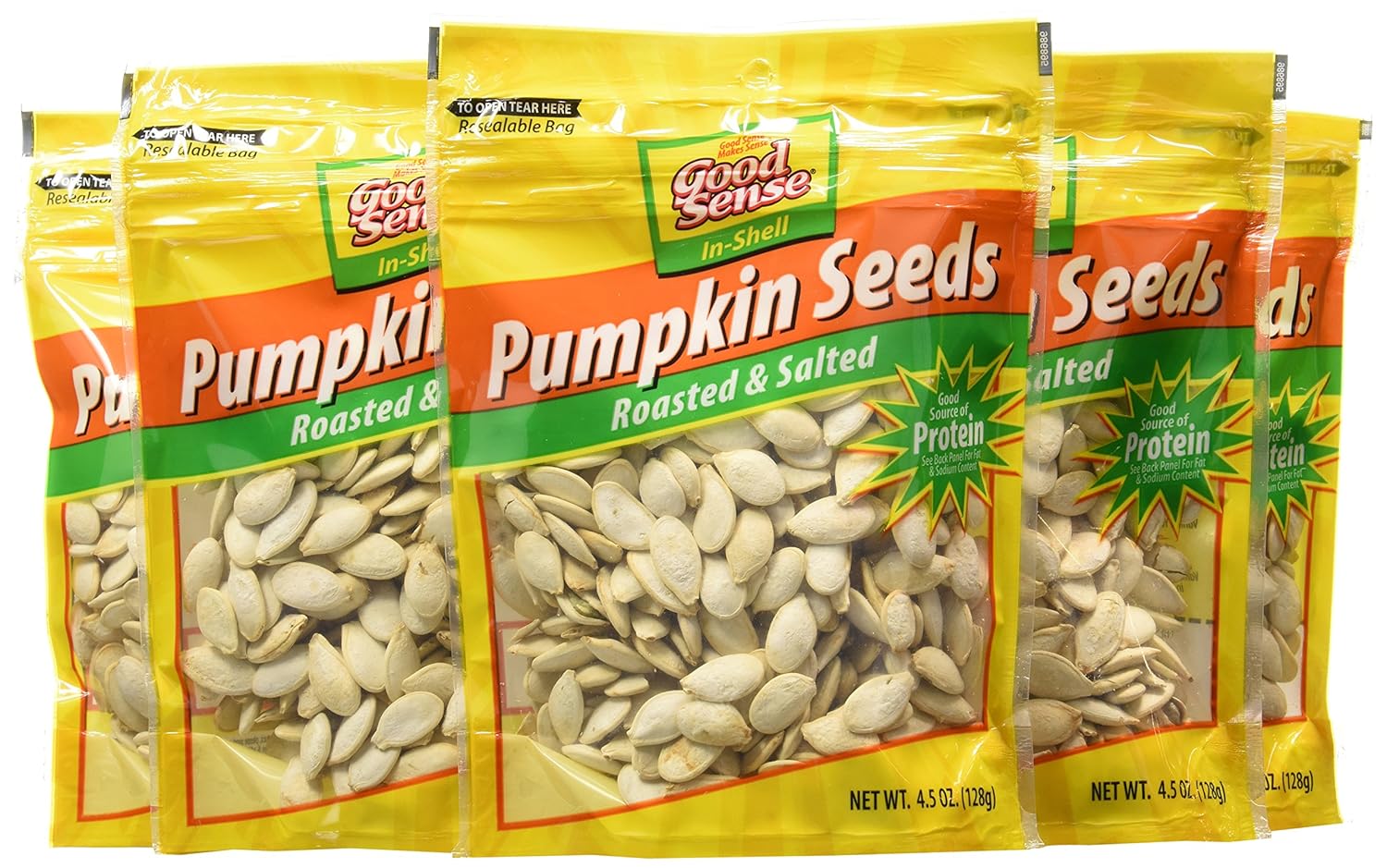 Good Sense Pumpkin Seeds, Roasted & Salted In-Shell, 4.5-Ounce Bags (Pack of 12)