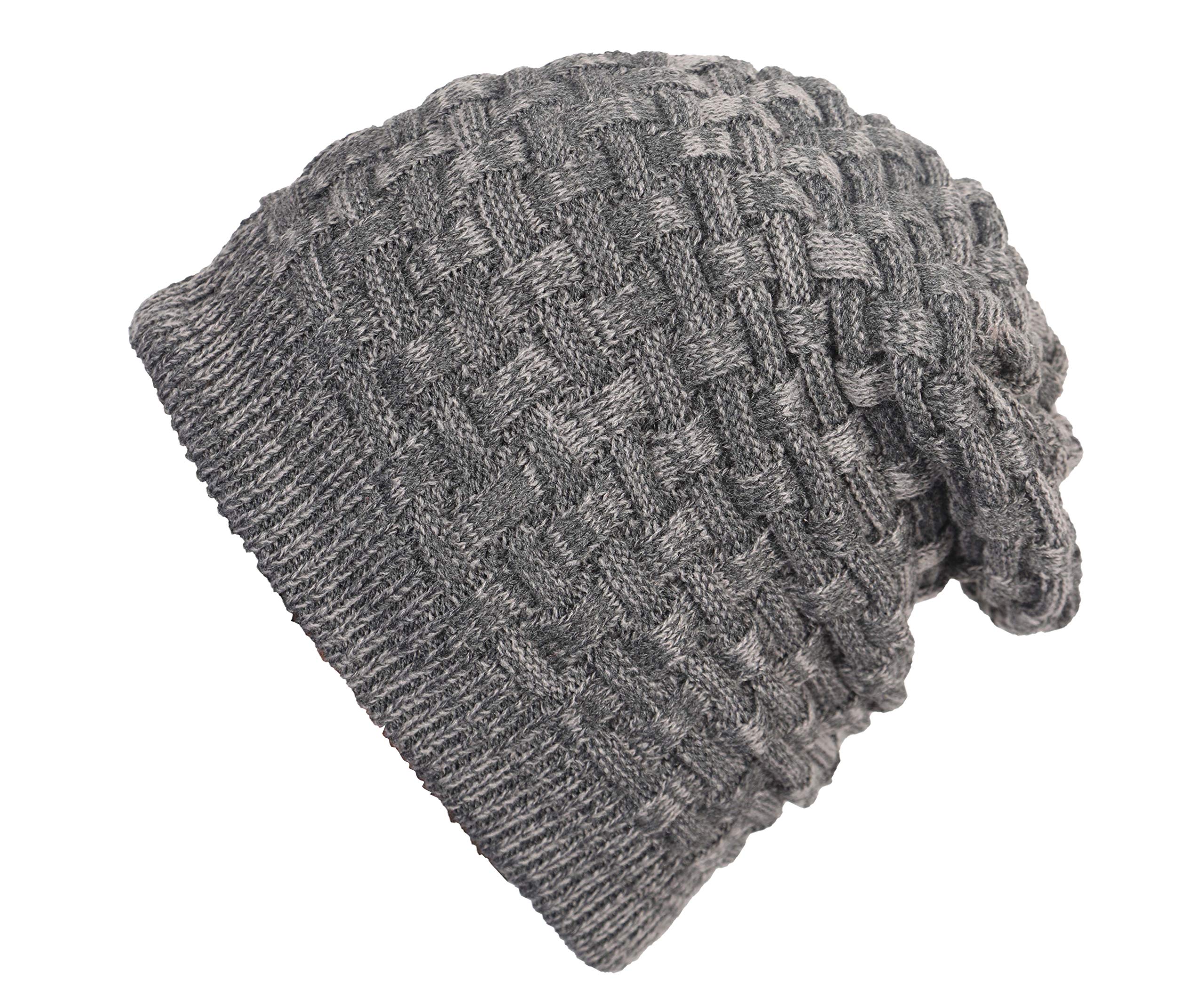 FabSeasonsUnisex Acrylic Woolen Slouchy Beanie and Skull Cap for Winters with Faux Fur on The Inner Side