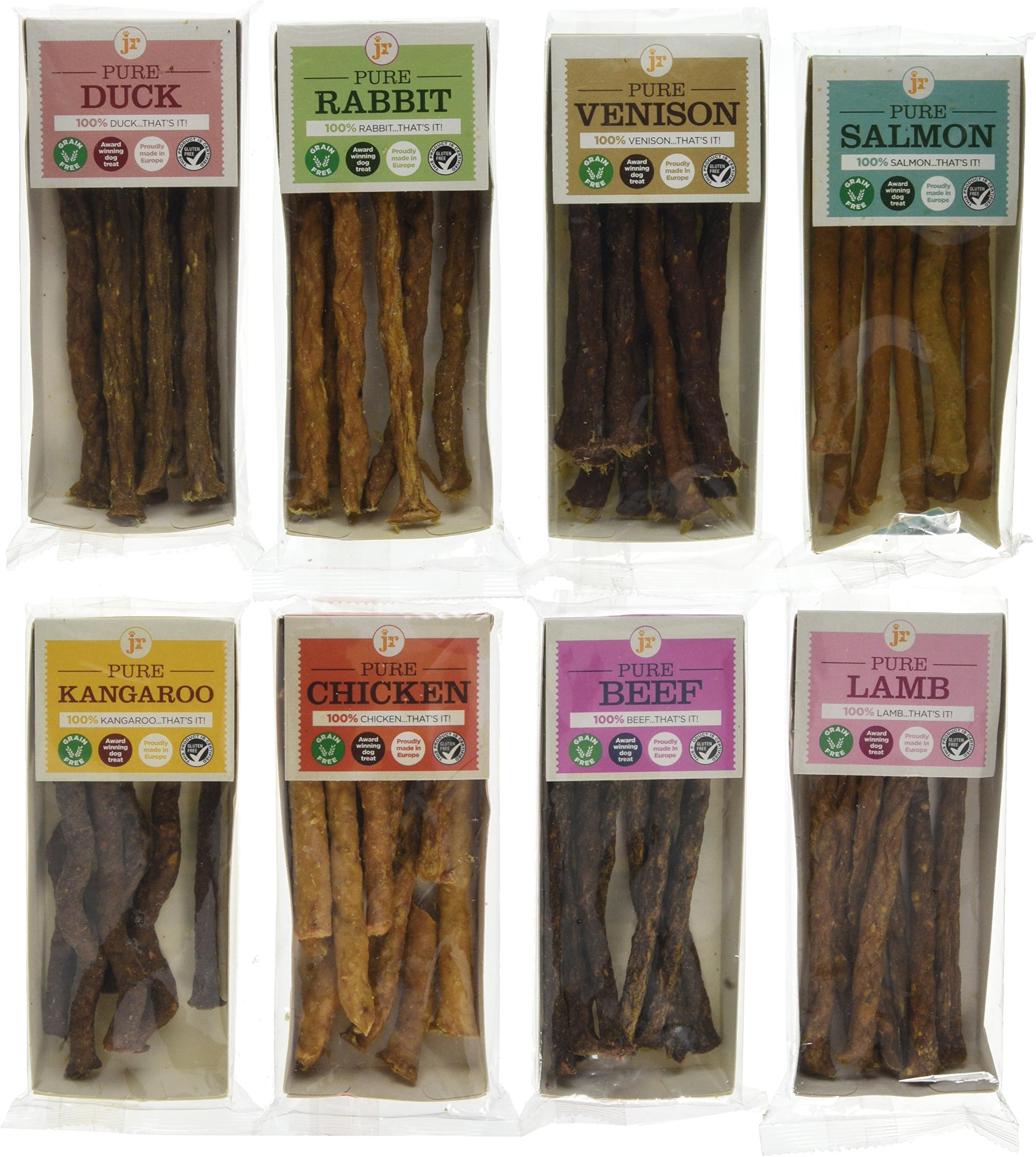 J R Pet Products Pure Dried 100% Fresh Meat Dog Treat Sticks 8 x 50g Variety Bundle