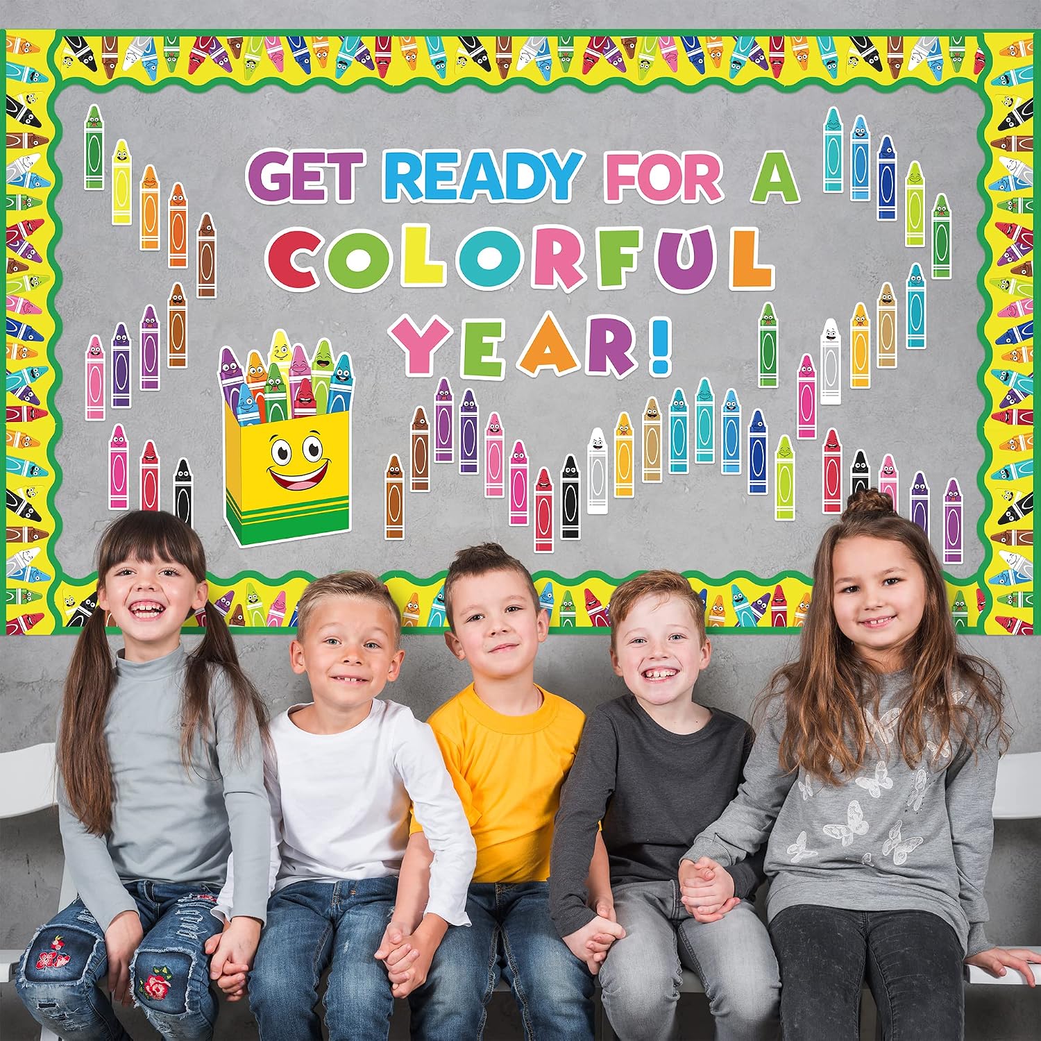 118Pcs Crayon Cutouts Back to School Bulletin Board Set Colorful Crayons Pencil Name Tags Label First Day of School Classroom Decorations thumbnail