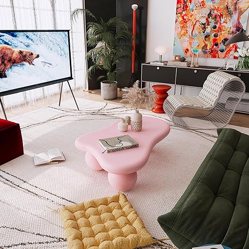 Miniatura 4 de Mesa de centro moderna para sala de estar, 47 pulgadas, única y bonita, mesa de centro minimalista irregular con patas resistentes para dormitorio,