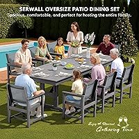 Vista 8 de SERWALL Juego de comedor al aire libre de 9 piezas, mesa y sillas de polietileno de alta densidad de 84 pulgadas para 8, juego de muebles de patio