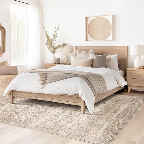 Miniatura 6 de nuLOOM Deadra Medallion - Alfombra redonda lavable a máquina para sala de estar, dormitorio, comedor, cocina, color beige y marfil