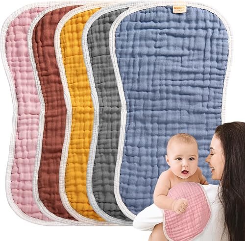 Miniatura 6 de MUKIN Paños para eructos para bebé, juego de paños para eructos unisex, perfectos para trapos para eructos recién nacidos para niños y niñas