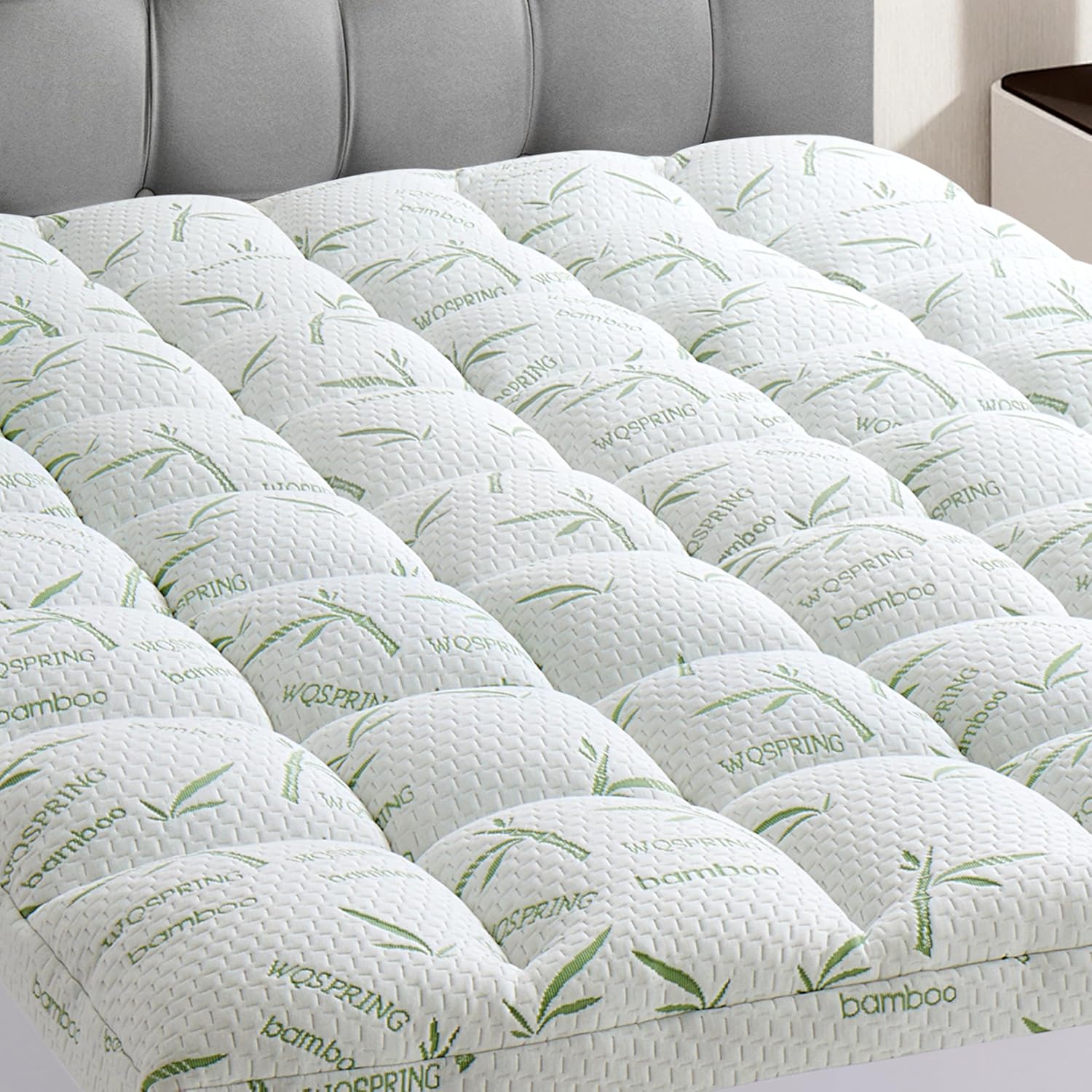 3 Inch Memory Foam Mattress Topper Full Size Viscose from Bamboo Extra Thick 1300 GSM Quilted Fitted Protector Pillow Top Cover for Back Pain Deep Pocket Up to 21 Inches