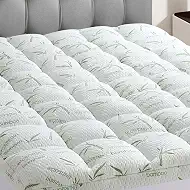 4 Inch Memory Foam Mattress Topper Queen Size Viscose from Bamboo Extra Thick 1300 GSM Quilted Fitted Protector Pillow Top Cover for Back Pain Deep Pocket Up to 21 Inches (Queen)