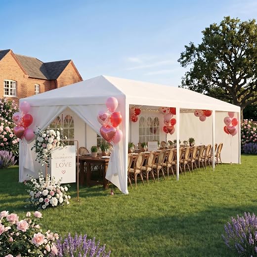 HOTEEL 10x30FT Party Tent Outdoor Canopy Tents for Parties with 8 Removable Sidewalls&2 Doors, Carpas para Fiestas Waterproof for Gazebo Large Backyard Shelter Patio Wedding Event Tent BBQ White