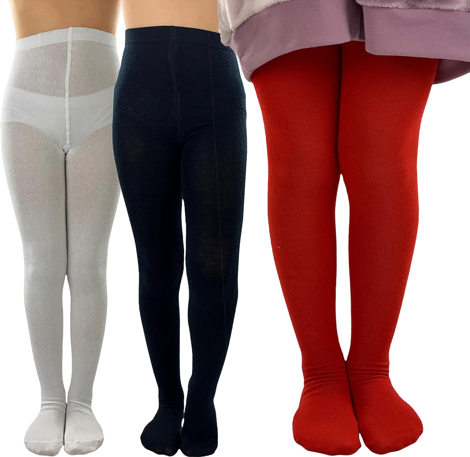 ToBeInStyle Girl’s Pack of 6 Opaque Knit Density Pull-On Warm Winter Tights - Image 2