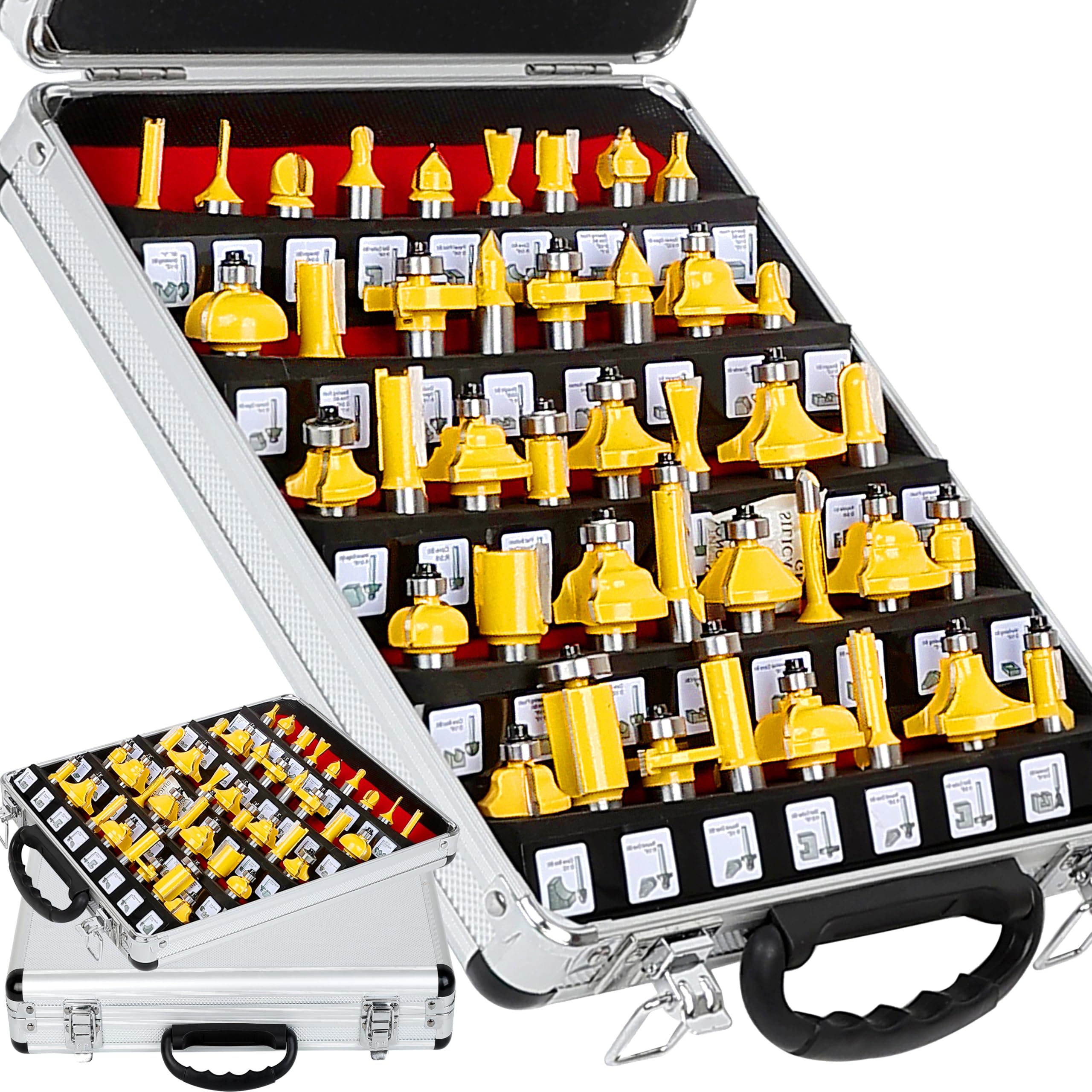 Set di punte per fresatrici con gambo da 1/2 pollice, 41 pezzi, set di punte per fresatrici per montanti di porte d'ingresso estese, utensili per fresatrici per lavorazione del legno, utensili per f