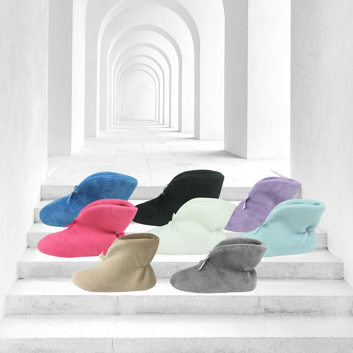 Forfoot Women's Bootie Slippers, Cozy Coral Fleece Non Slip Indoor House Shoes - Image 6