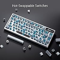 Vista 6 de ASUS Teclado mecánico inalámbrico ROG Azoth para juegos, 75% TKL, conectividad trimodo, interruptores lineales ROG NX Snow prelubricados Blanco