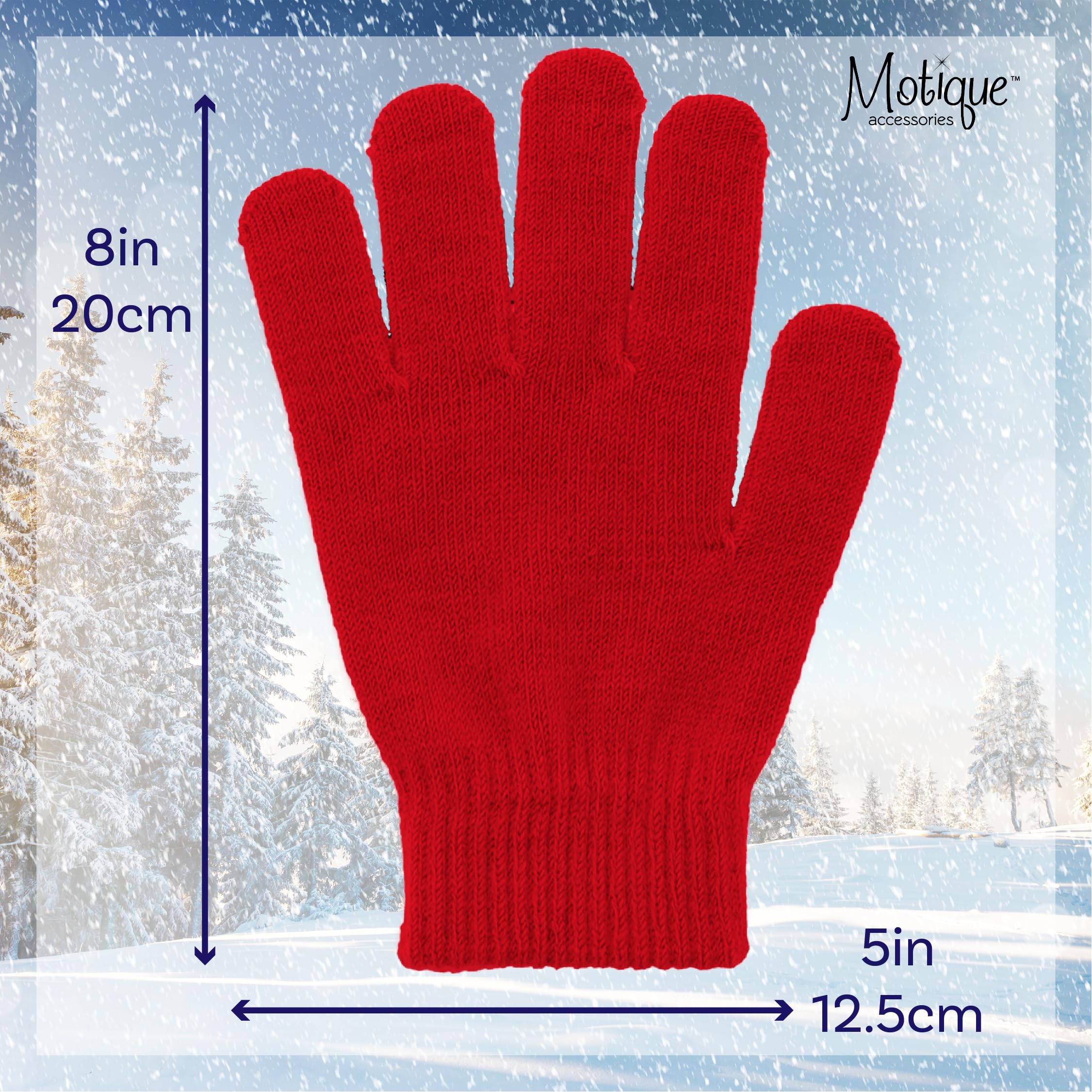 Motique Accessories Ladies Gloves Magic Knit Gloves for Women Solid Colors: Red