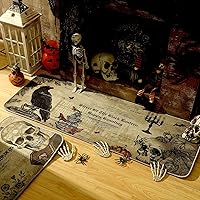 Vista 7 de Timgle 2 alfombras de Halloween con diseño de calabaza y esqueleto, diseño de bruja, para cocina y baño, alfombra gótica para decoración